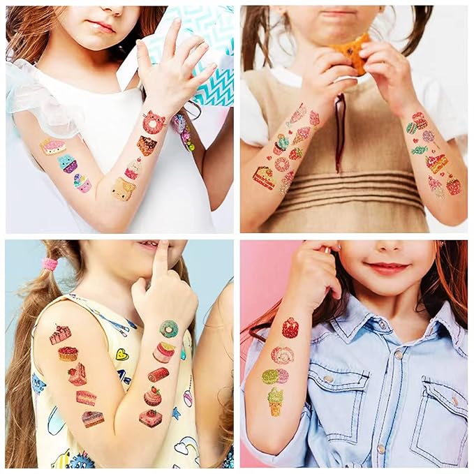 Cakes Temporary Tattoos for Kids - 146 Pieces Glitter styles Face makeup Tattoo for Girls and Boys,Birthday Party Tattoos Stickers Supplies,Holiday Party Gifts Underwater Arts and Crafts 10 Sheet