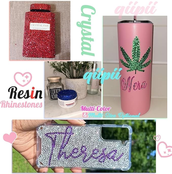 6 Bags Colorful Rose & Red Series Resin Rhinestones for Bedazzling Crafting 3mm 4mm 5mm Mix Flatback Stones Gems Diamonds for Nails Face Eyes Makeup DIY Crafts Tumblers Bottles Clothing Phones