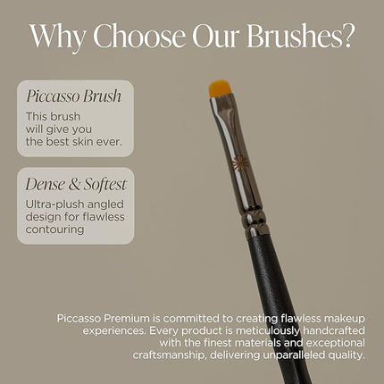 Piccasso 717 Eyeliner Brush – Ultra-Fine Angled Brush for Gel and Liquid Eyeliner, Precision Eye Makeup Tool for Tightlining and Winged Liner, Professional Eye Makeup and Eyeshadow Brush