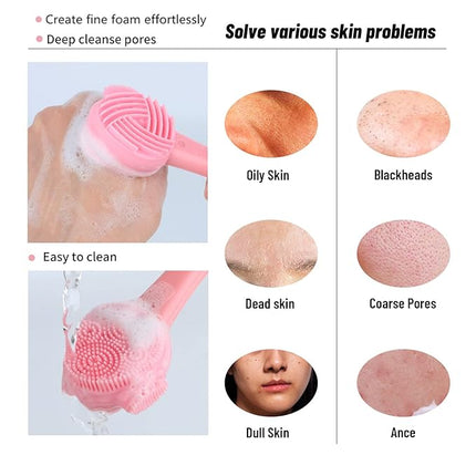 4 Pack Silicone Facial Cleansing Brush 4 in 1, Beomeen Double-Ended Silicone Face Exfoliating Wash Scrub Brush Dual Face for Face Skincare and Massage (Multicolored)