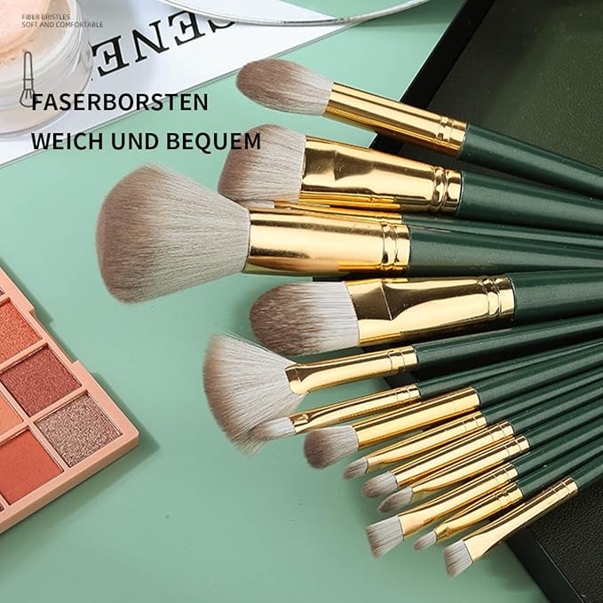 14 PCS Makeup Brushes Set Professional, Comfortable To Hold And Easy To Use. Eyeshadow, Blush, Powder, Foundation, Blending, Full Face Make up Brushes Set With Makeup Brushes Holder. Leather Packaging