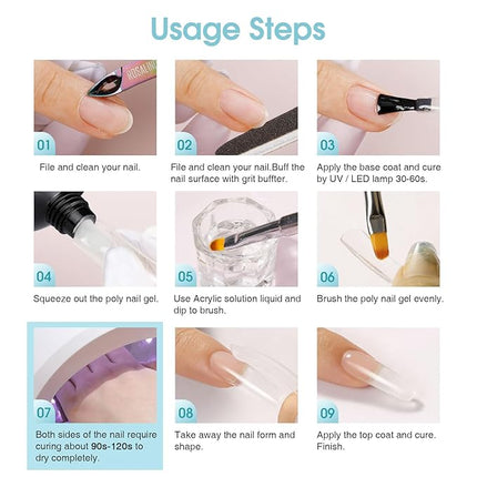 ROSALIND Clear Acrylic Poly Nail Gel 2.7 oz Poly Extension Gel for Nail Art Decoration, Nail Thickening Extension Builder Clear Gel Easy to DIY Use at Home Need UV Lamp