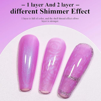Imtiti Aurora Mermaid Purple Blue Gel Nail Polish, 0.5fl.oz Pearl Shimmer Glitter Shell Soak Off U V Gel Nail Polish for DIY Nail Art Manicure 1Pcs