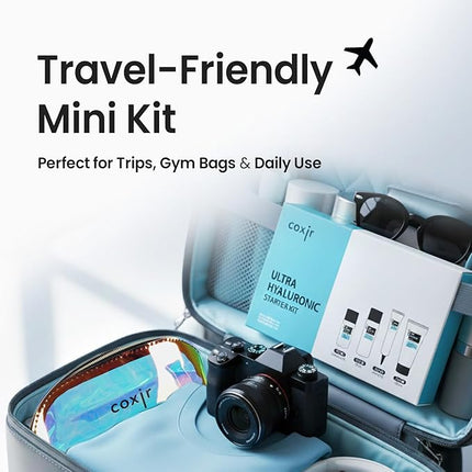 [New Years Gift] coxir Ultra Hyaluronic Holiday Gift Set – Cleansing Oil + Toner + Ampoule + Cream |Mini Skincare Kit, Travel-Size Korean Skincare Set, Hydrating Routine | Christmas Mini Gift