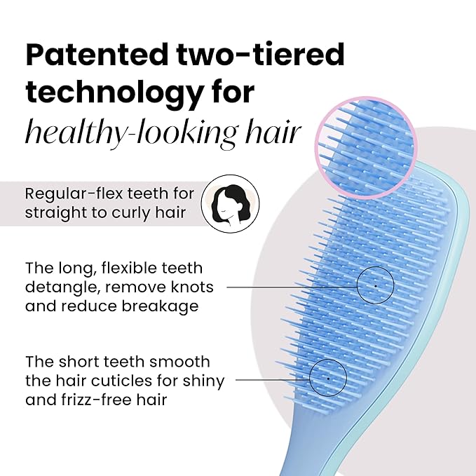 Tangle Teezer Ultimate Detangler Brush for Wet & Dry Hair, Eliminates Knots & Reduces Breakage for All Hair Types, Denim Blues