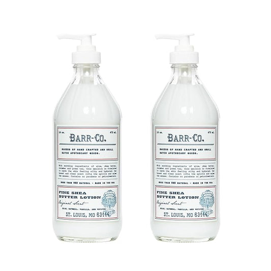 BARR-CO. Original Scent Shea Butter Lotion for Dry Skin Set, Tranquil Milky Scent with Oat, Vanilla & Vetiver, Shea Moisturizing Lotion for Sensitive Skin, 16 fl oz each (Pack of 2)