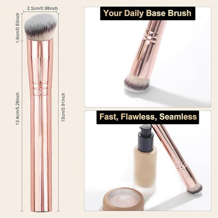 START MAKERS Foundation Concealer Brush, Angled Professional Contour Makeup Brush Soft Dense for Liquid Cream Powder Makeup, Flawless Blending & Coverage, Champagne Gold