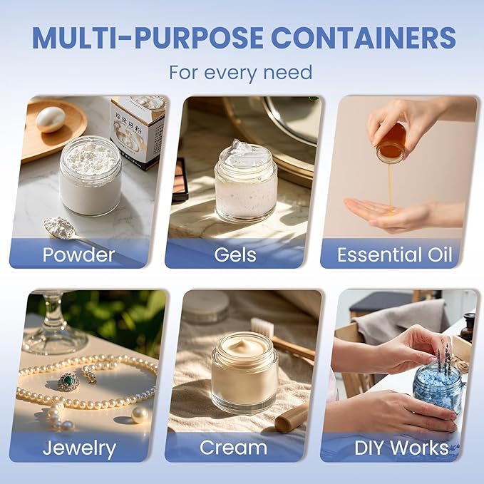 4 oz Clear Glass Jars with Lids - 32 Pack Leakproof Cosmetic Containers with Inner Liners, Wide-Round Smooth Mouth, Sealable for Creams, Lotions, Essential Oils, Body Butter, Travel Samples