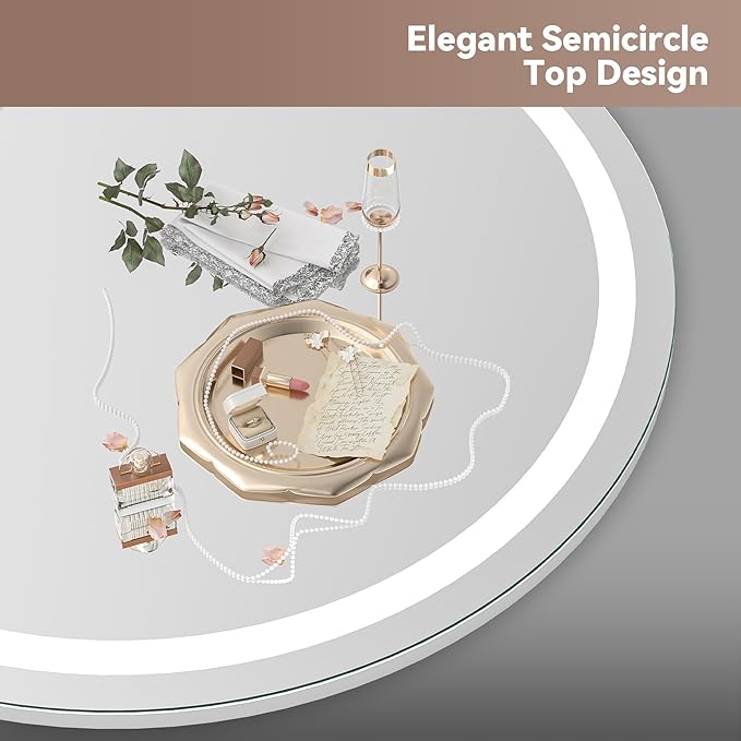 Hasipu Vanity Mirror with Lights, 24" x 22" LED Makeup Mirror, Lighted Makeup Mirror with Lights, Smart Touch Control 3 Colors Dimmable Mirror White