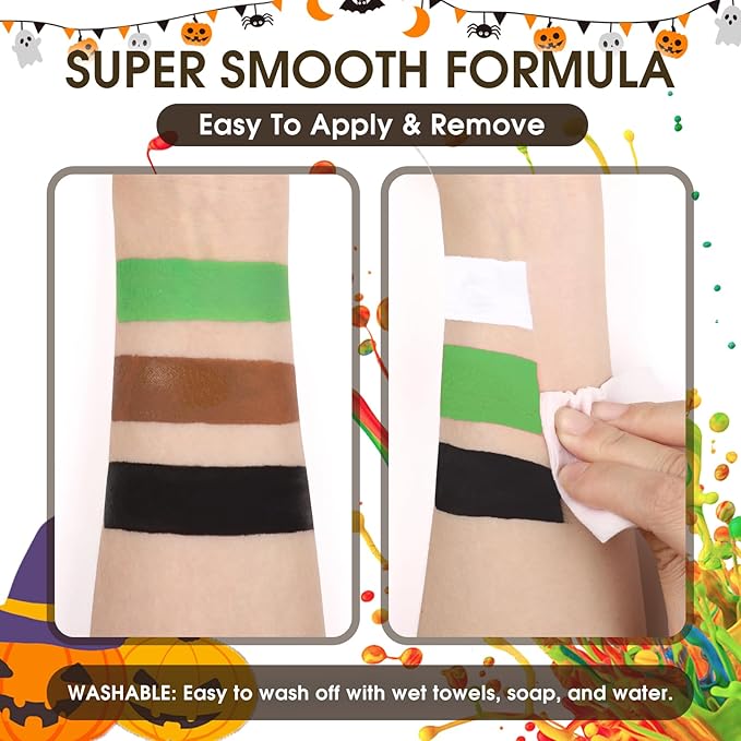 BOBISUKA Light Green Face Body Paint Liquid Texture Washable Non Toxic Facepaint Fast Drying Foundation Makeup for Halloween Witch Camo Hulk Hunting Cosplay SFX Costume St Patrick's Day Party (130ml)