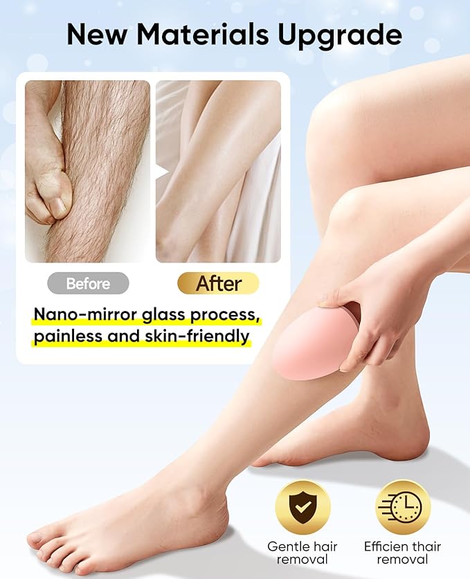 Crystal Hair Eraser for Women and Men, Reusable Crystal Hair Remover Magic Painless Exfoliation Hair Removal Tool, Magic Hair Eraser Device for Legs Back Arms (Pink)