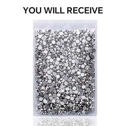 288Pcs Silver Crystal Rhinestones,Glass Flatback Rhinestones Gemstones for Nail Face Makeup Art Crafts Clothes Decoration -(SS30,6.5mm,Silver)