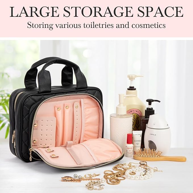 Hanging Toiletry Bag with Mirror – Travel Cosmetic Organizer for Women & Men, Toiletries, Accessories & Jewelry