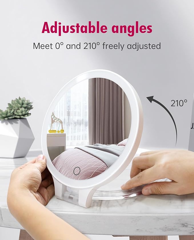 FASCINATE Magnifying Mirror 10X 1X Double Sided Magnification Makeup Vanity Mirror Rechargeable Lighted Mirror with 3 Color Lighting Modes Adjustable Rotation LED Vanity Mirror