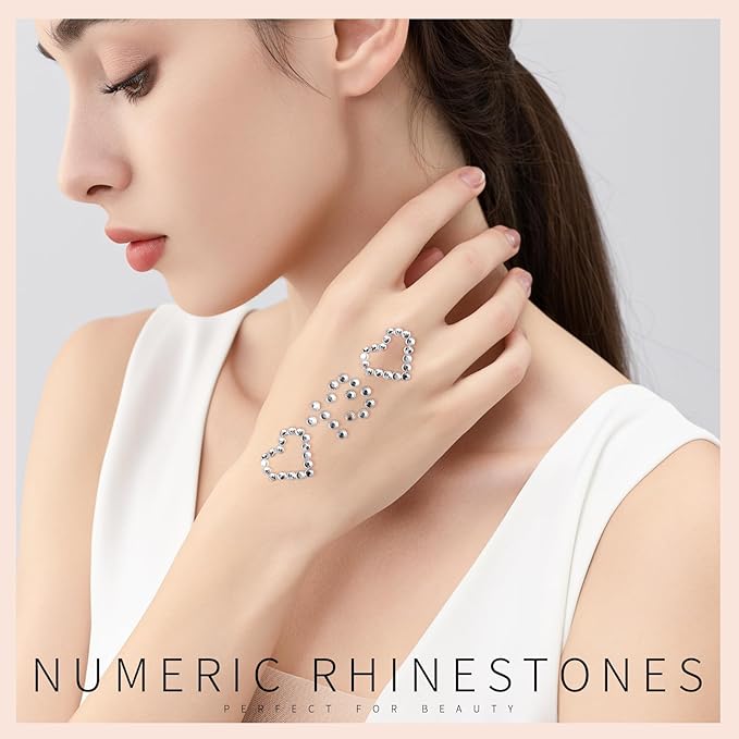 Teenitor Face Gems, 4 Sheets Self Adhesive Rhinstone Stickers, Makeup Face Rhinestones Kit, Stick On Gems for Face, Body, Hair