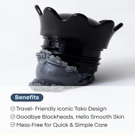 TONYMOLY Tako Pore Blackhead Remover Scrub Stick Charcoal & Dead Sea Salt Exfoliator for Blackheads, Whiteheads, Pore Cleansing & Oil Control, 0.8 oz