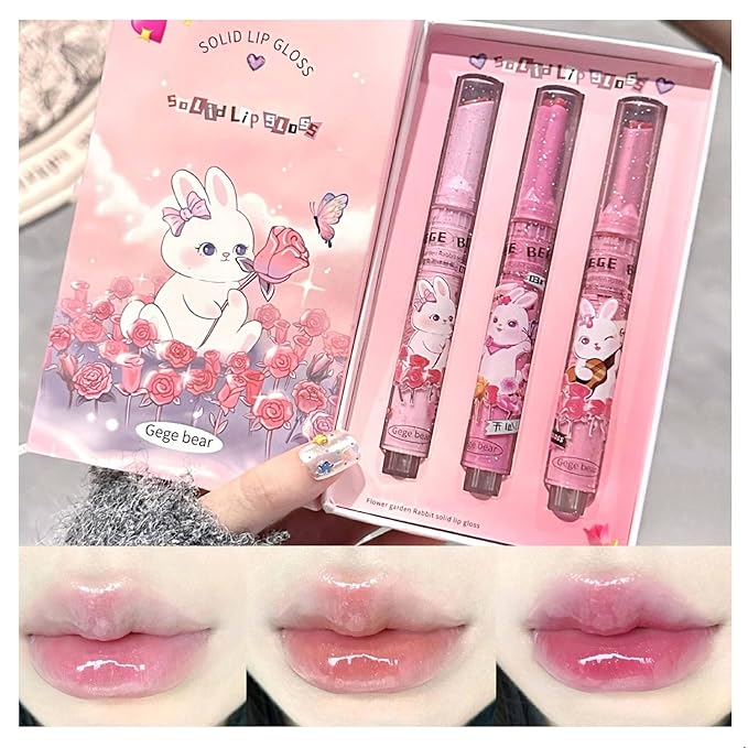 Jelly Lipstick,3 Colors Tinted Lip Stain Heart Mirror Lip Gloss,Hydrating Jelly Lipstick Long Lasting Moisturizing Tinted Lip Glaze,Non-sticky,Vivid Color Glossy Lip Makeup (B, Large)