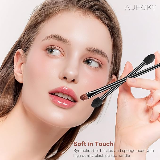 AUHOKY 250Pcs Disposable Eyebrow Brush Set,100 Angled/Round Eyebrow Brushes, 100 Lip Brushes, 50 Double-end Eyeshadow Brushes, Makeup Applicators Accessories Kit for Women Girl Face Beauty Cosmetic