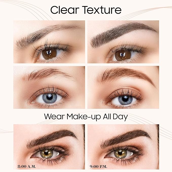 Microblading Eyebrow Pen - Long Lasting Waterproof Brow Pencil With Micro-Fork Tip Applicator and Stays on All Day (Gray)