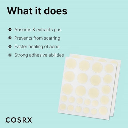 COSRX Acne Pimple Patch Absorbing Hydrocolloid Original 3 Size Patches for Blemishes and Zits Cover, Spot Stickers for Face and Body, Not Tested on Animals