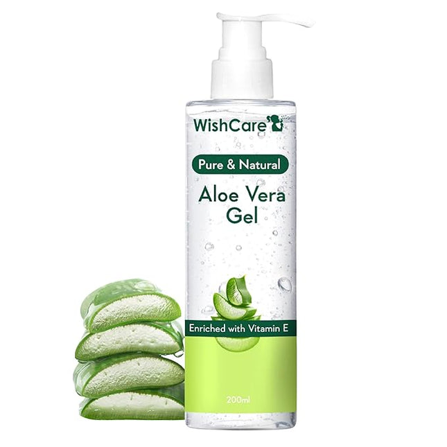 WishCare Pure & Natural Aloe Vera Gel - 200 Ml - Enriched With Vitamin E - Multipurpose Gel for Skin and Hair…
