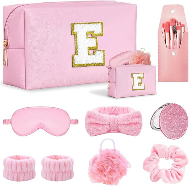 Elegant Spa Set for Women– All-in-One Kit with Makeup Brushes, Hair Scrunchies, Sleep Mask, Bath Bombs – Ideal Gift for Teens, Bridesmaids & More-E