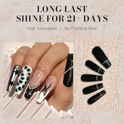 MelodySusie Black Gel Nail Polish, 0.5 Fl Oz Blackish Green Gel Polish Soak Off UV LED Nail Lamp Black Green Gel Polish Christmas Gift for Women Nail Art Starter Manicure Salon DIY At Home-517-A2001