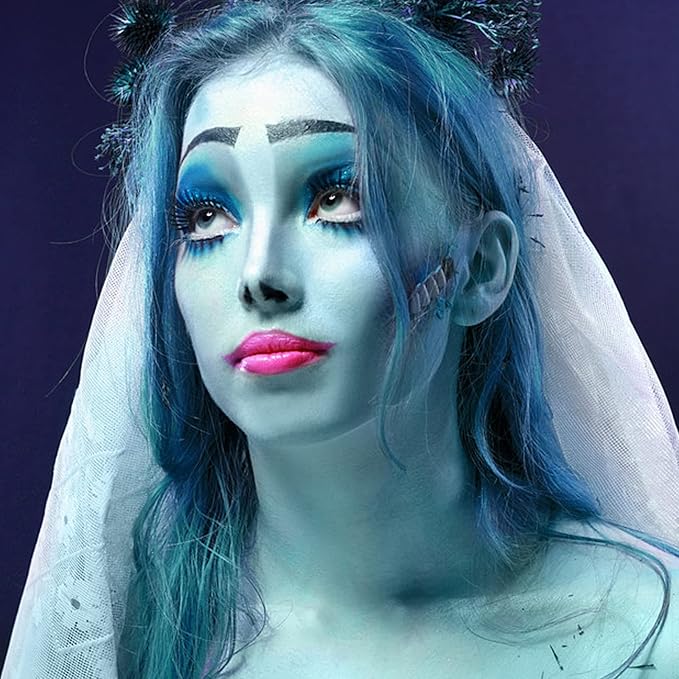 MEICOLY Light Blue Face Body Paint,1.05oz Water Based Washable Pale Baby Blue Face Paint Sadness,Face Painting for Sally Avatar Scary Corpse Bride Halloween SFX Cosplay Makeup