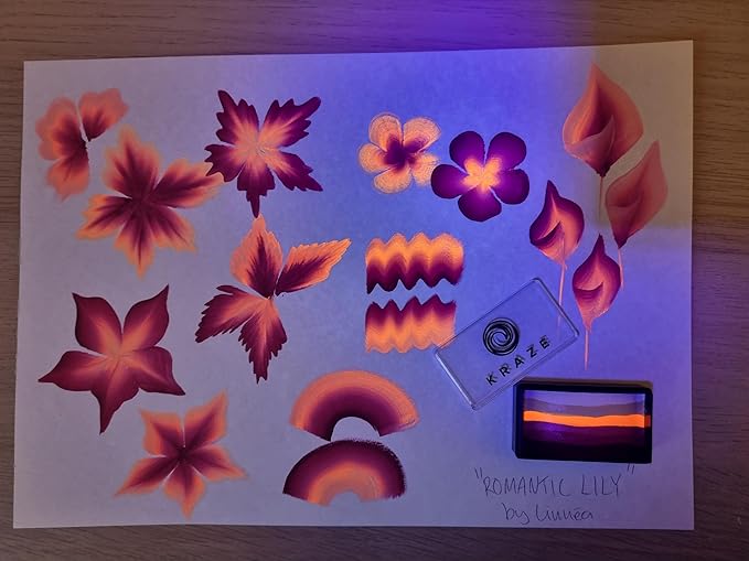 Kraze FX Dome Stroke - Romantic Lily by Linnea (25 gm), Professional 1-Stroke Split Cake, Hypoallergenic, Non-Toxic, Water Activated Face & Body Painting Makeup Supplies for Kids Safe Adults