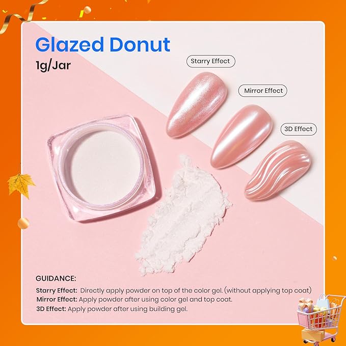 Beetles White Chrome Nail Powder for Gel Nails Pearl Cromer Nail Powder Mirror Effect Nails Gel Polish Glitter Manicure Holographic Pigment Nails Art Design Gifts for Women