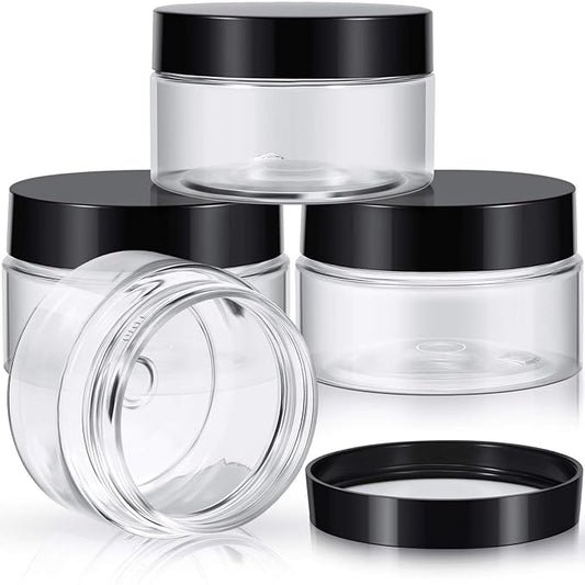 Patelai 4 Pieces Round Wide-mouth Leak Proof Plastic Container Jars with Lids for Travel Storage Makeup Beauty Products Face Creams Oils Salves Ointments DIY Making(4 Ounce,Black)