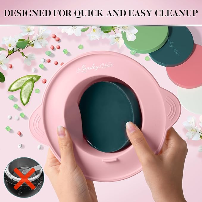 LANSLEYWAX Digital Waxing Kit for Women Men - Water Pink Waxing Machine with 39 Accessories - Hard Wax Kit for Arm Leg Brazilian Bikini Face Sensitive Skin, Wax Warmer Hair Removal for Home/Salon Use