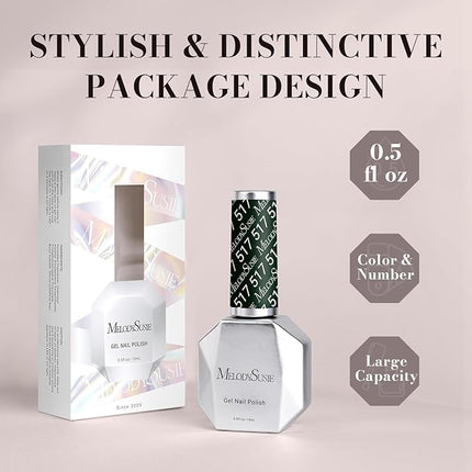 MelodySusie Black Gel Nail Polish, 0.5 Fl Oz Blackish Green Gel Polish Soak Off UV LED Nail Lamp Black Green Gel Polish Christmas Gift for Women Nail Art Starter Manicure Salon DIY At Home-517-A2001