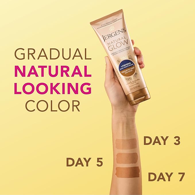 Jergens Natural Gradual Glow Bundle Pack: Daily Moisturizer +Firming 7.5fl oz and SPF20 Face Moisturizer 2fl oz, Medium to Tan