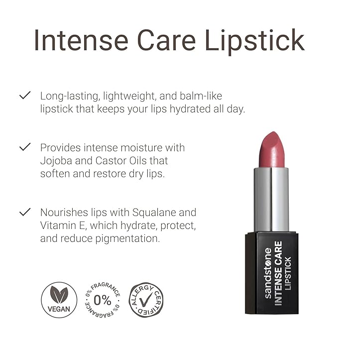 Intense Care Lipstick - a hypoallergenic, gluten free, caring formula, with active and moisturizing ingredients. (44 Summer Rose, 3,5 g)