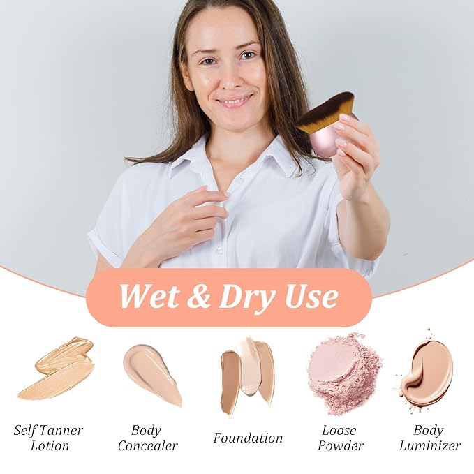 Extra Large Body Makeup Brush for Self Tanner 76 mm Wide-headed Kabuki Brushes Oval Face Back Makeup Brush Provides More Even Pretty Application Wet Dry Use