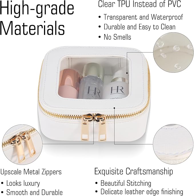 Mini Clear Makeup Bag Cosmetic Bags with Zipper,Travel Small Makeup Bag Organizer Case for Purse,Waterproof Clear Toiletry Bag for Women,Car Organizers and Storage