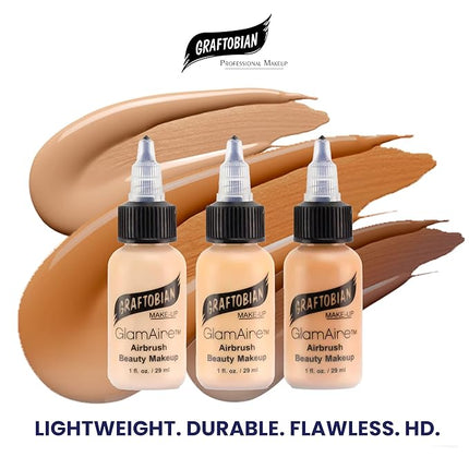 GlamAire Airbrush Makeup by Graftobian - High Definition Airbrush Foundation, Professional Formula for Long-Lasting Wear, For Makeup Artists and Beauty Aficionados, Made in USA, Caramel