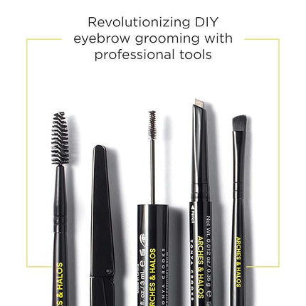 Arches and Halos 2 in 1 Defining Eyebrow Pencil and Powder - Brow Powder with Spoolie Brush - Shape and Fill for Natural Look - Neutral Brown - 017 oz