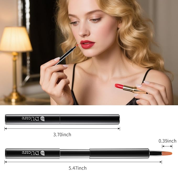 DUcare Lip Brush Retractable Professional Lipstick Brush Travel Portable Vanity lip scrub brush Gloss Makeup Brush Tool (Black)