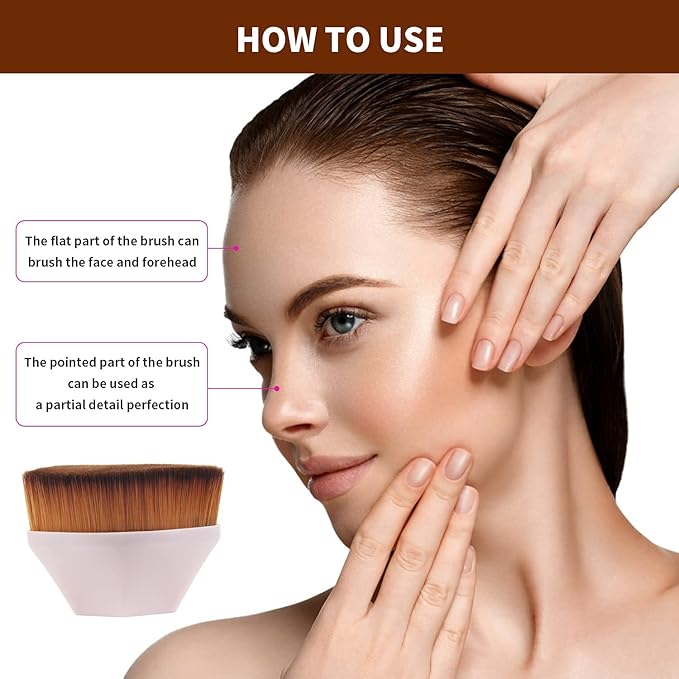 BEAHOT 4 Pack Foundation Makeup Brush - Flat Top Travel Kabuki Brushs Momma Brush for Blending Liquid, Cream or Flawless Powder Cosmetics with Protective Case, Easy to Carry