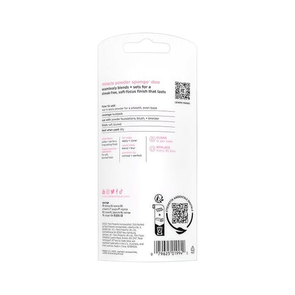 Real Techniques Miracle Powder Sponge, Makeup Blending Sponge For Powder Products, Set Makeup For Natural Finish & Cloud Skin, Buildable Coverage, Velvet Material, Latex-Free Foam, 2 Count