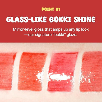 BLACK ROUGE Glow Bokki Tint, GB10 Grilled Brown – Korean Lip Tint Inspired by Tteokbokki, Non-Sticky Long-Lasting Lip Stain with Glossy Finish, Cute Stickers – Original Red, Rose, Soy