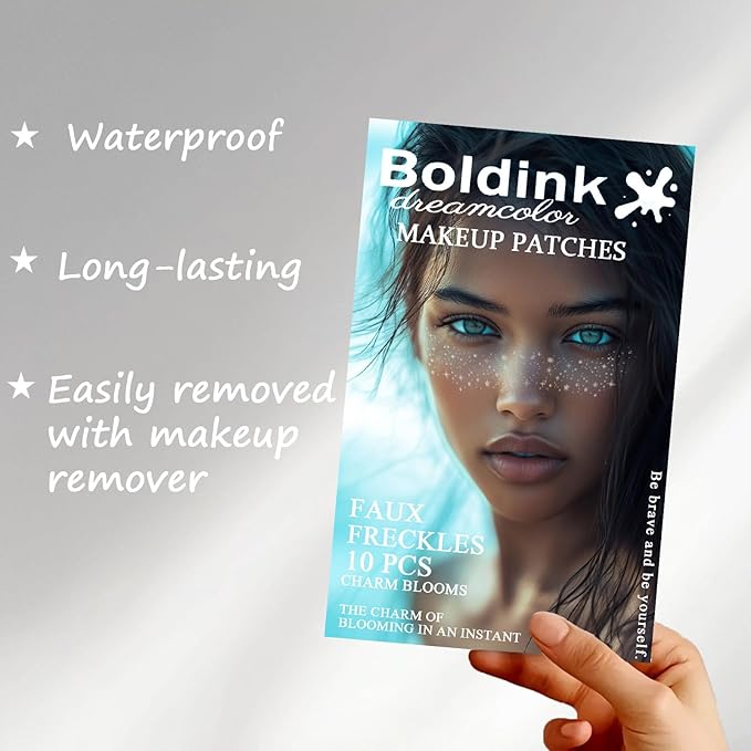 10 Pcs Silver Freckle Patches, Glitter Face Tattoo, Waterproof Speckles, Temporary Freckles (Silver Star)