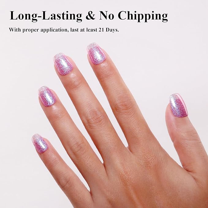 Imtiti Glitter Gel Nail Polish, Mermaid Iridescent Glitter Gel Polish Soak Off LED U V Shimmer Sparkle Nail Gel Polish DIY Nail Art Starter Manicure Salon Gel Nail Polish Kit for Women Girls 10ML