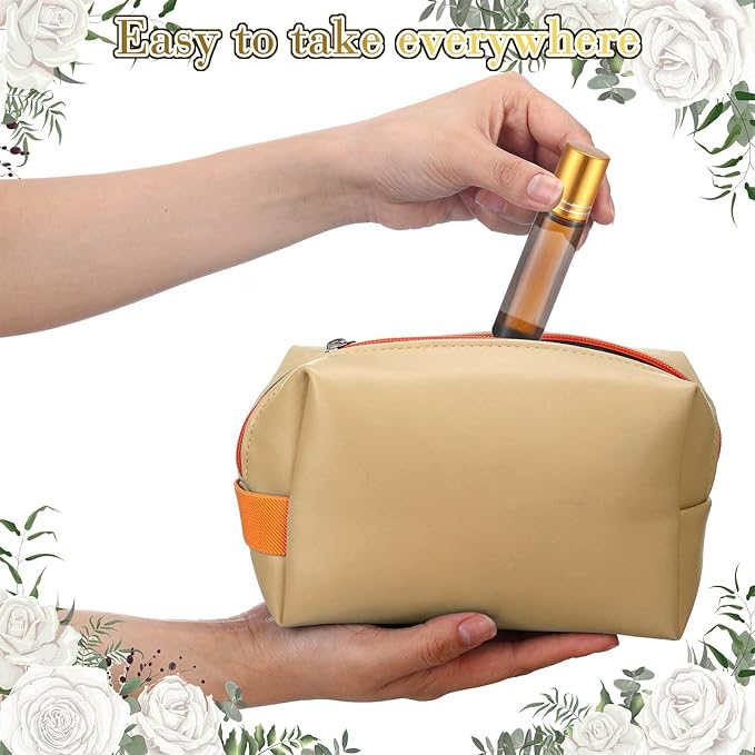 Sumind 150 Pcs Essential Oil Roller Bottles 10 ml Glass Empty Roll on Bottles with Stainless Steel Balls Leak Proof with 5 Funnel for Travel Essential Oil(Amber, Gold)