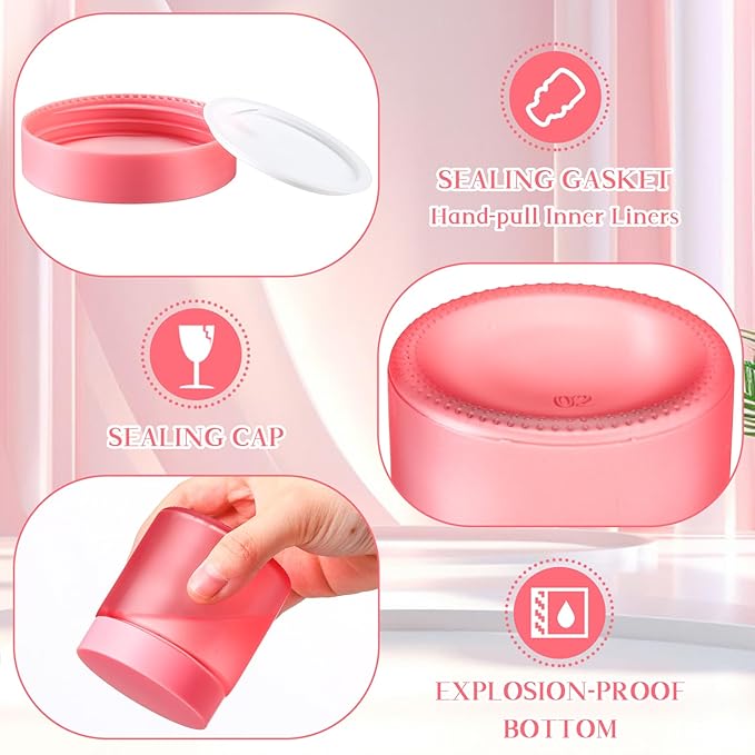 Norme 12 Pcs 4 oz Glass Jars with Lids Leakproof Round Airtight Empty Cosmetic Jars with Inner Liners Lid for Storing Lotions Powder Ointments Candle Making Tins (Pink)