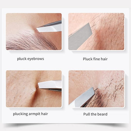 Eyebrow Hair Removal Tweezers, Slant Tweezer Handmade Professional Eyebrow Facial & Hair Remover Better closure Stainless Steel