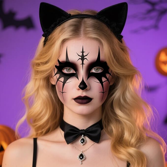 8Pcs Halloween Face Tattoo Stickers, Spooky Face Temporary Tattoos, Temporary Face Tattoos for Women Adults Kids, Makeup Tattoo Sticker,Halloween Face Stickers Art