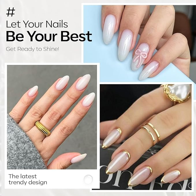 modelones Milky White Nail Polish, 15 ml Jelly Milky White Sheer Clear Nail Polish, Quick Dry Nail Lacquer Strengthener Long Last Nail Art DIY Manicure Gift for Women Girls 0.5 Fl Oz